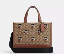 NWT COACH Disney Dempsey Carryall Bag Signature Jacquard Leather Mickey Mouse