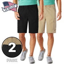 Mens 2-Pack Casual Comfortable Lightweight Multi Pocket Cargo Shorts