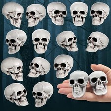 20PCS Mini Skull Heads Figurines Skeleton Garden Ornament Halloween Decor USA