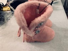 NEW GIRLS toddle CUTE pink  furry bling boots   SIZE  s 5-6.............