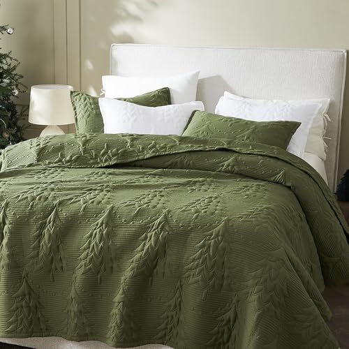 Olive Christmas Oversized Size Quilt Bedding Sets with California King