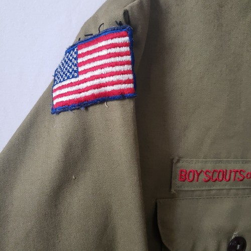 Boy Scouts of America Uniform Shirt Vintage Youth Large Green Long Sleeve - Picture 7 of 11