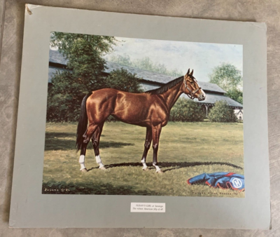 Matted Print Art Race Horse Susans Girl at Saratoga Richard Stone