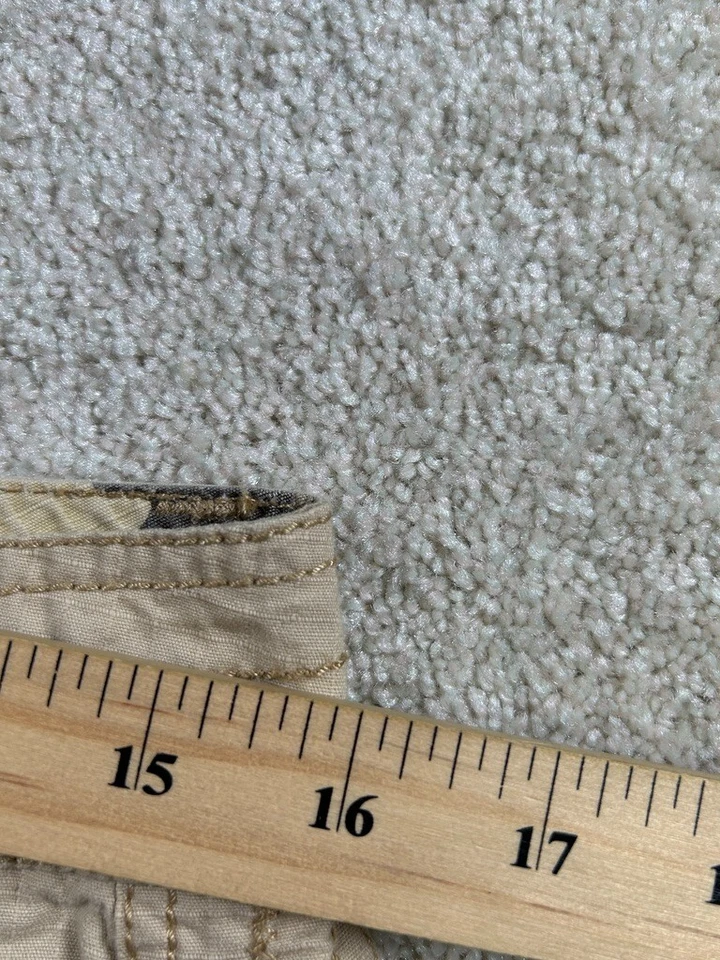 复古 Glo 牛仔裤 5 码卡其色短裤纽扣翻盖刺绣短裤 Y2K 侧领带 — 第 4/4 张图片