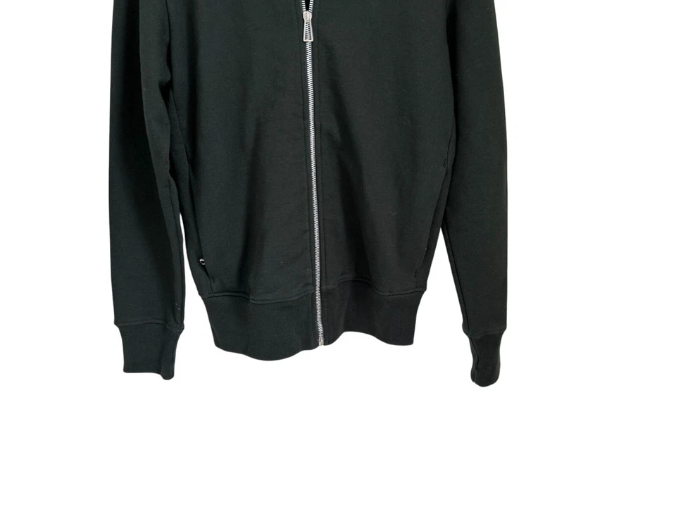 Chaqueta Bomber Paul Stuart Negra Terry Tela Cremallera Completa Talla Pequeña Foto 4 de 4