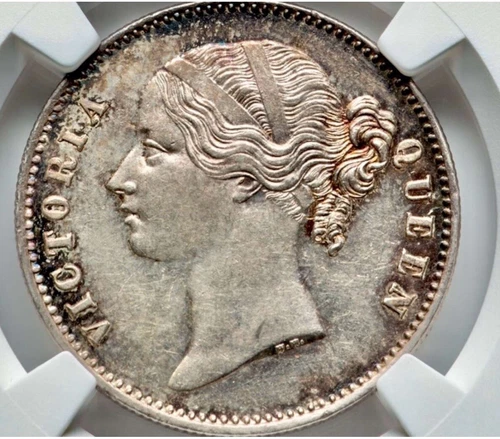 India: British India. Victoria Rupee 1840-(b & c) MS61 NGC
