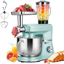 8.5Qt Stand Mixer 6-in-1 10-Speed Meat Grinder Juice Blender Pasta Maker Slicer