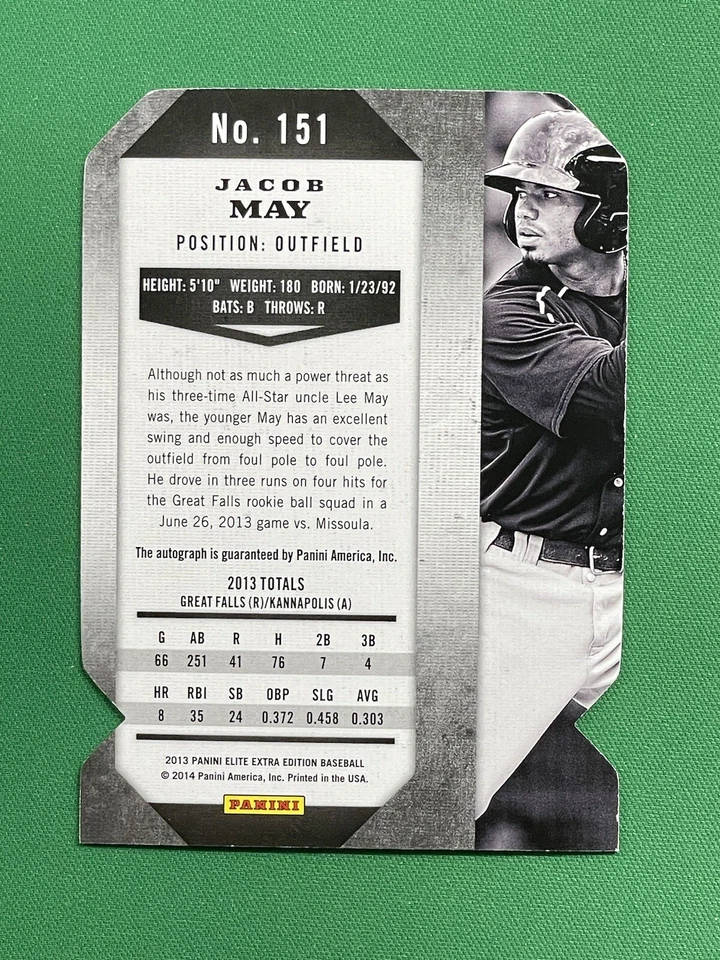 2013 Elite Extra Edition JACOB MAY - AUTO PROSPECTS - EMERALD STATUS DIE-CUT /25 - Image 3 of 4