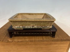 Beautiful Glazed Shohin Size Bonsai Tree Pot Made By Heian Chikuzan 5 1/8”