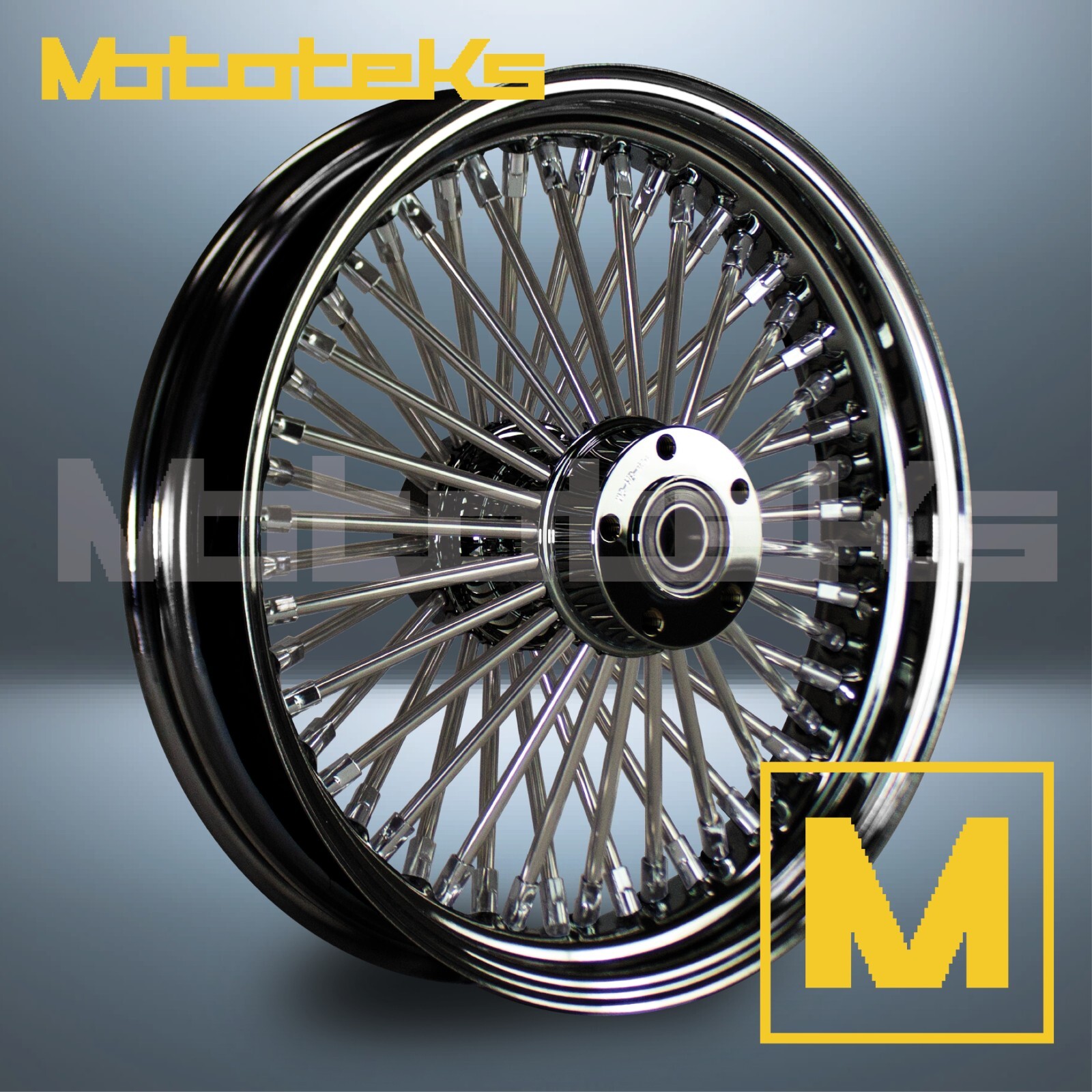 16" 16X3.5 FAT SPOKE WHEEL 52 STAINLESS BLACK HARLEY SPORTSTERS MODELS