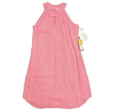 C&C California 100% Linen Salmon Pink Mod Style Halter Shift Dress sz XS