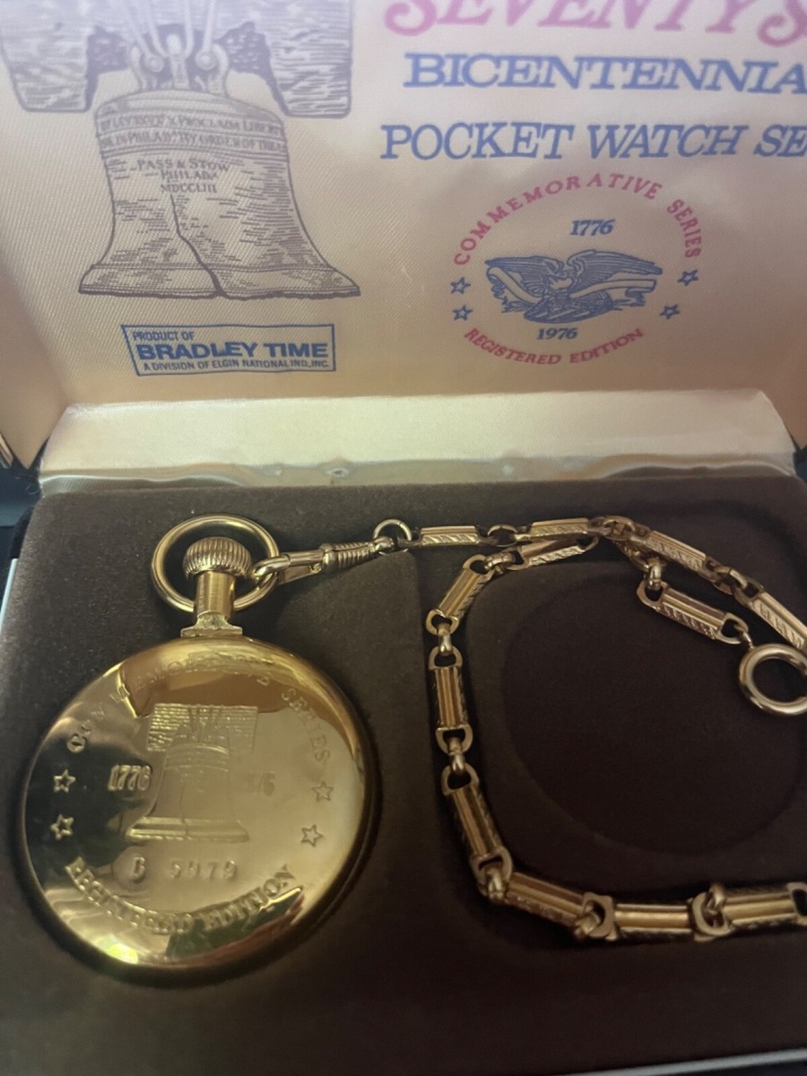 Bicentennial Pocket Watch Registered Numbered Bradley Time 1776