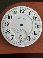 VINTAGE 16 SIZE HAMILTON MONTGOMERY DOUBLE SUNK POCKET WATCH PORCELAIN DIAL