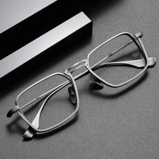 Man Handmade Pure Titanium Retro Square Eyeglasses Frame Ultra Light Spectacle