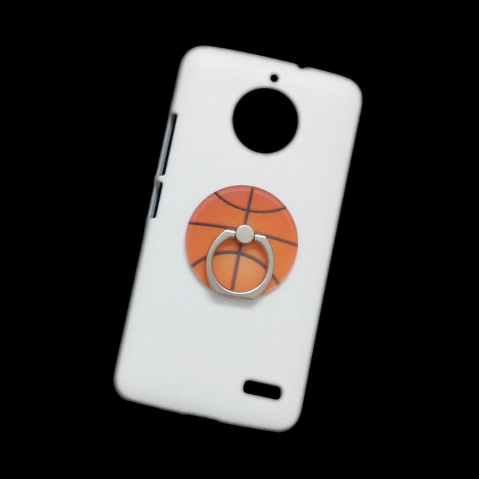 For Phones 3D Cute Basketball Finger Ring Holder White Back Hard Skin Case Cover - Image 4 of 4