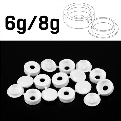 40 White screw cover caps hinge folding style for car number plates etc