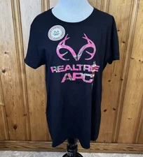 Realtree Women's NWT Short Sleeve Graphic T-shirt Pink Camo/Black Size XL