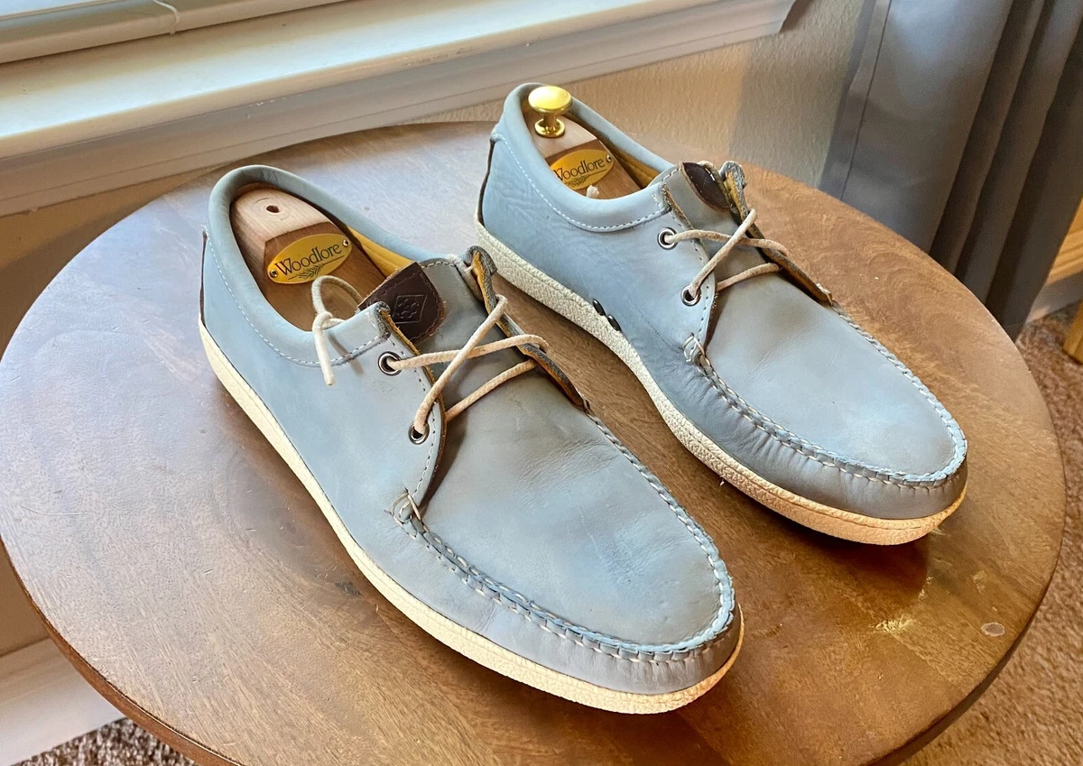 Quoddy Tender Boat Shoe Blue White Leather10.5EE used in great condition