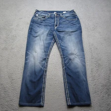 True Religion Jeans Mens 36 Straight Super T Thick Stitch Western Y2K