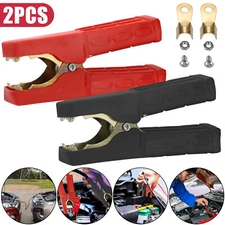 2PCS Heavy Duty Car Battery Clip Cables Alligator Clips Charger Clamp Tool Set