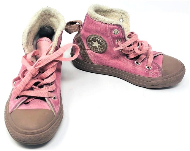 kids pink high top converse