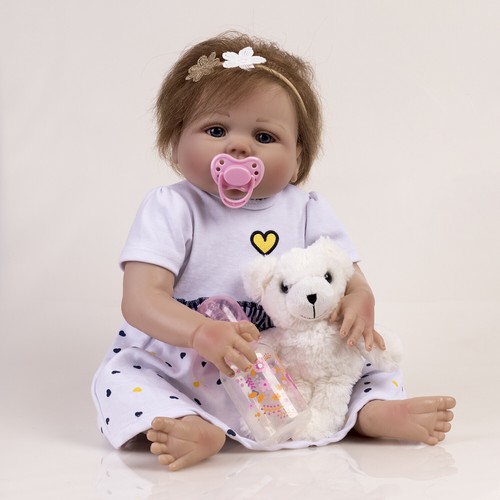 Realistic Reborn Baby Dolls 22" Newborn Full Body Vinyl Silicone Toddler Girl UK - Picture 4 of 6