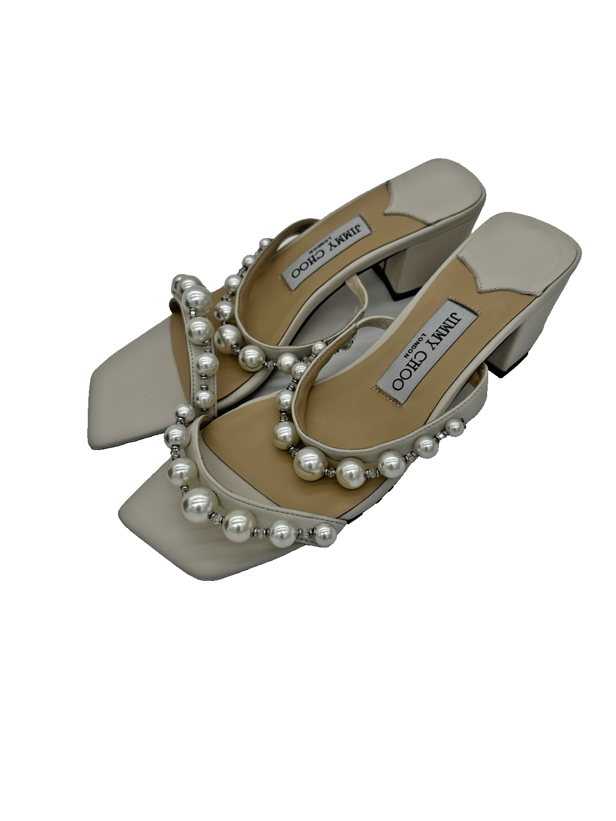 “NEW” Jimmy Choo low heel pearl embellished Sandals