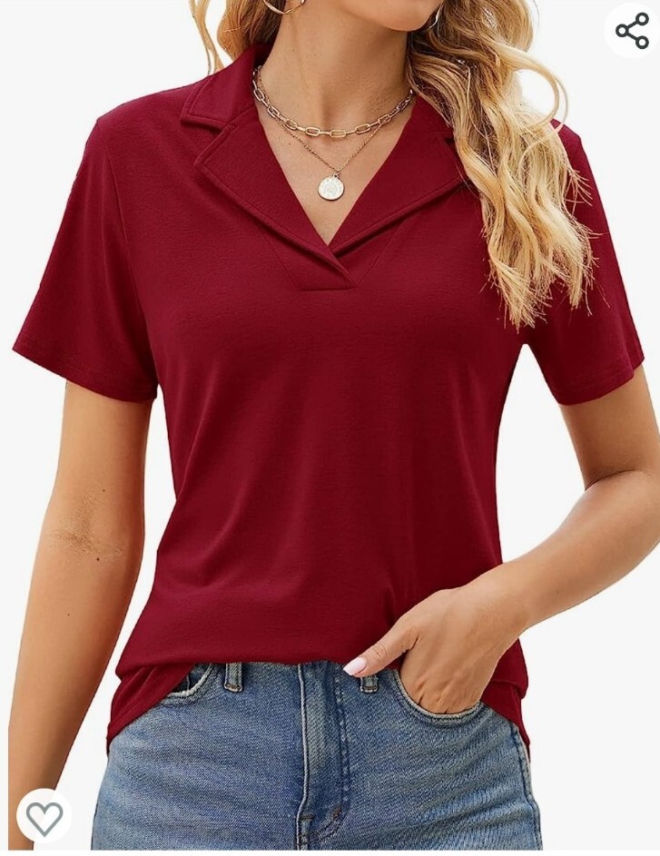 Rapbin Womens Polo V Neck Short Sleeve Shirt Red L Blue XL