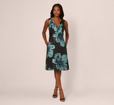 A Line Floral Print Short Cocktail Dress Adrianna Papell AP1E212546