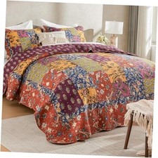 100 Cotton Patchwork Quilts Size Set, Lightweight Farmhouse Queen Orange