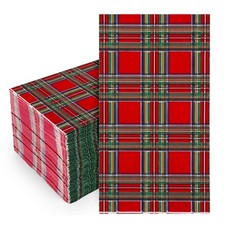 Whaline 80Pcs Christmas Plaid Guest Napkins Red 7.9" x 4.3" (Set of 80),