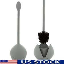 Toilet Brush Set Firm Grip Ergonomic Handle Self Closing Caddy Heavy Duty Clean
