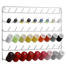 54-Spool Wall Mount Sewing Thread Rack White Metal Embroidery Thread Holder