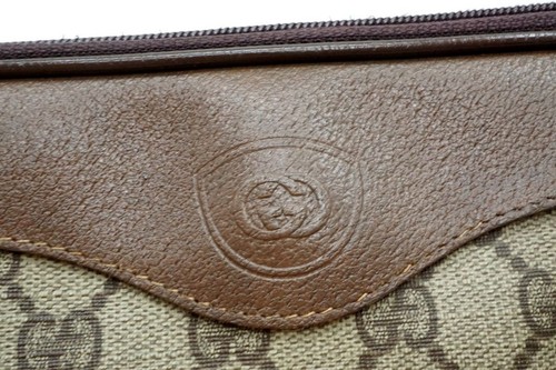 Auténtico mini bolso de hombro Gucci GG Plus de cuero PVC marrón - Imagen 3 de 10
