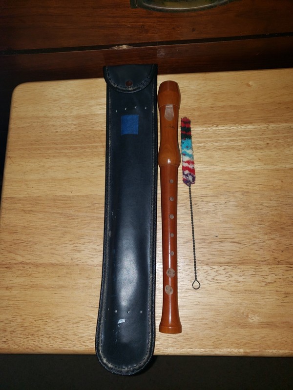 Vintage Embassy 12" 2 Piece Wooden Recorder W/ Case Cleaning Rod Made in Germany
