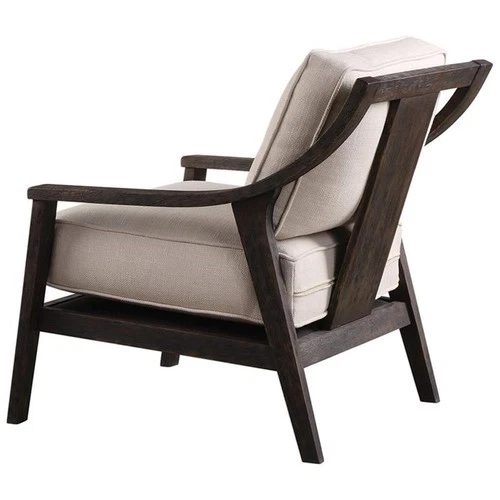 Uttermost Lyle Coastal Wood and Fabric Accent Chair in Walnut and Beige - Picture 4 of 9