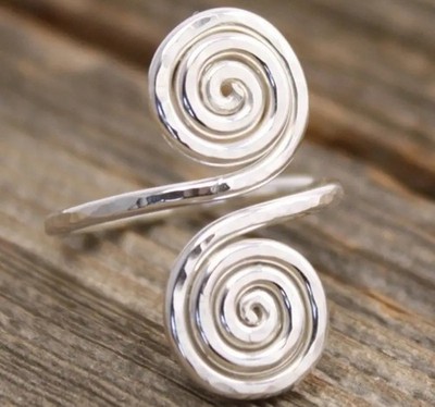 Jewelry Ring Silberfarben Spiral Wrap Wickelring 2 Spiralen größenverstellbar