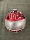 Vintage Germany Mercury Glass Ornament Red with Silver Mica Design - 3 1/2” — photo 1