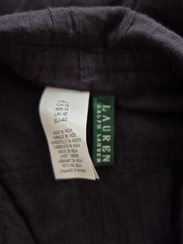 Lauren Ralph Lauren 100% Linen Black Tunic Blouse Top Full Buttons Womens L NWT - Picture 3 of 5