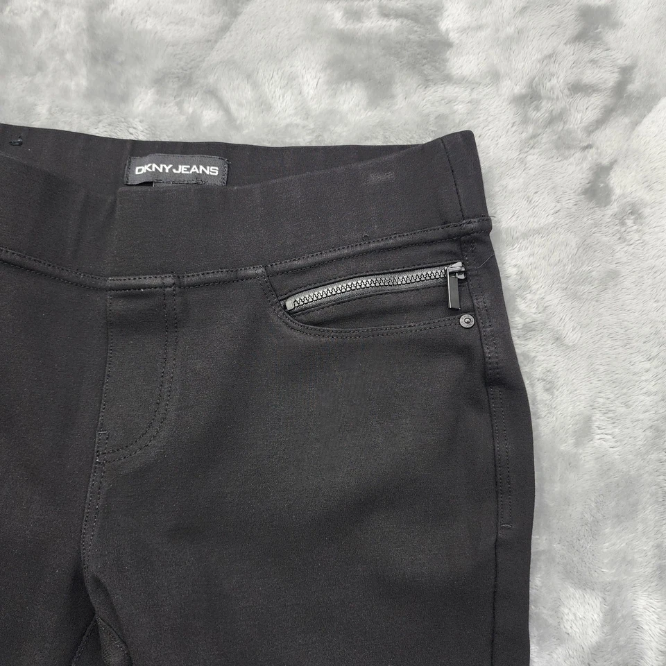 Pantalones de mezclilla DKNY para mujer S negros con cremallera bolsillo ponte tejido ajustado al tobillo Foto 3 de 4