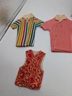 Vintage Ken Doll Clothes Lot: Striped Shirts & Red Gold Brocade Vest Mattel Era