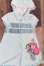 Disney Store Ariel Hooded Towel Cover Up Girls 5 6 Zip Sequin Little Mermaid