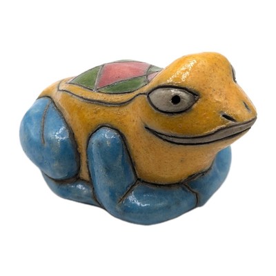 Vintage Raku glasierte Keramik Frosch handgefertigt Fenix in Südafrika bunt