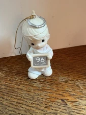1996 Precious Moments PEACE ON EARTH IN '96 Boy Angel Porcelain Ornament #183369