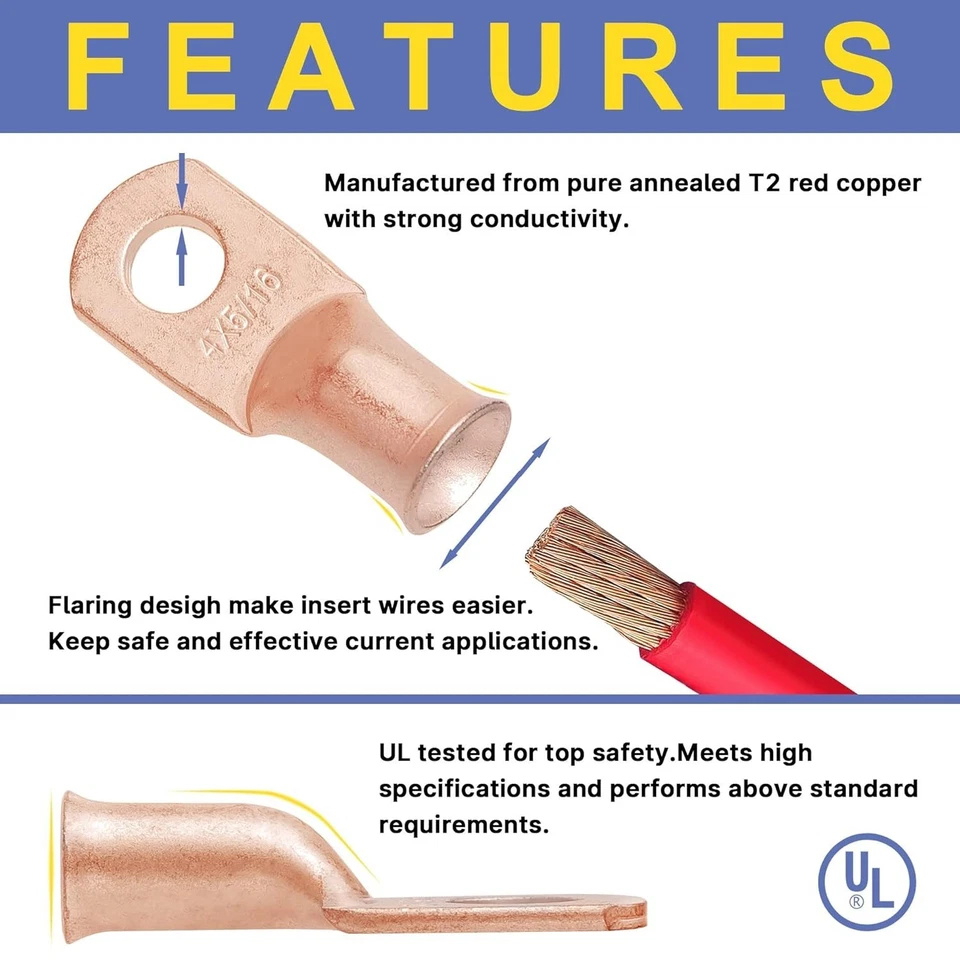 220PCS Battery Cable Ends Kit,110PCS AWG 8 6 4 2 1 Heavy Duty Copper Wire Lug... - Image 4 of 4