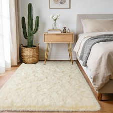 High pile carpet 120x160 beige, shaggy carpets living room fluffy, modern...