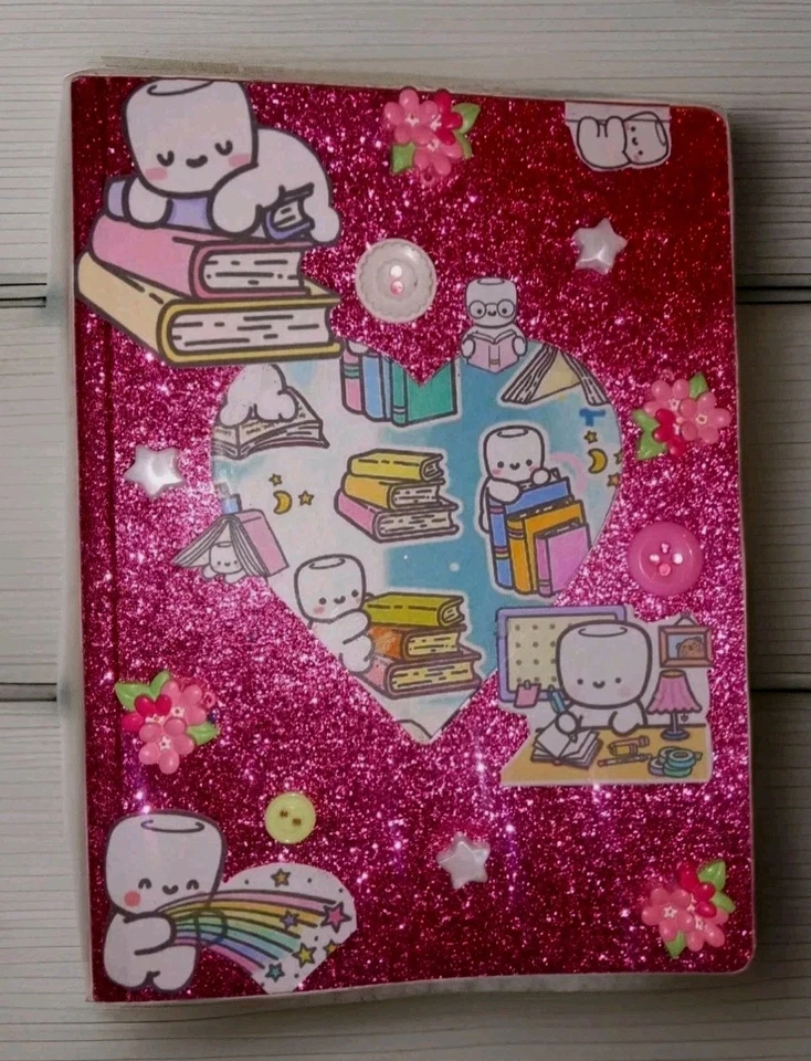 Marshmallow Studio OOAK Studio Handmade/ Decorated Journal Notebook Glitter Art  - Image 2 of 4