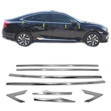 Cubierta de goma cromada para ventana HONDA CIVIC SEDAN 2016-2021 8 piezas ACERO INOXIDABLE