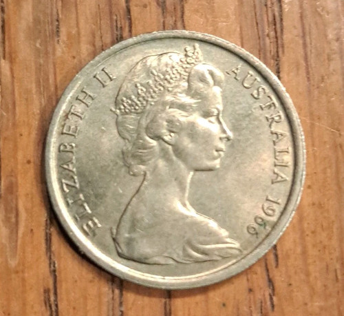 1966 Australia 10 Cents Lyrebird, Queen Elizabeth II 5.66g 23.6mm Copper-Ni