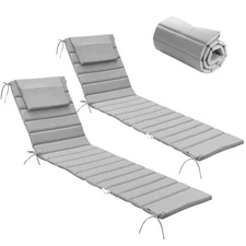Outdoor Chaise Lounge Cushions Set of 2 - Waterproof Foldable Pool Pads 80x26